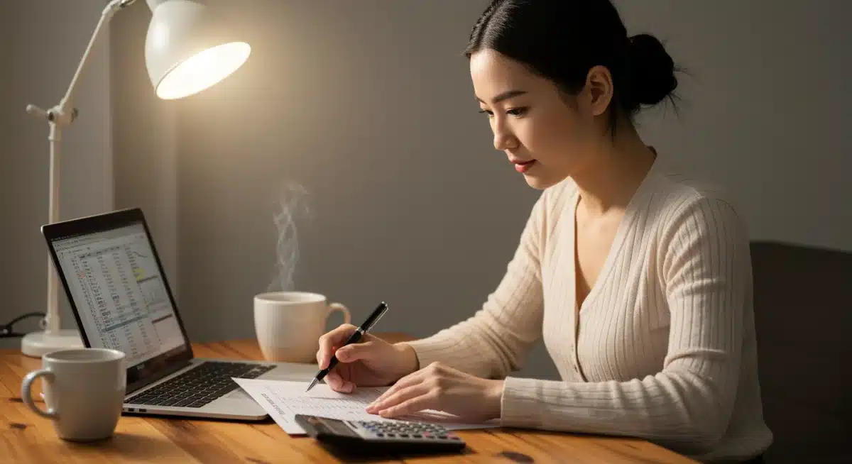 Person reviewing budget spreadsheets for financial planning