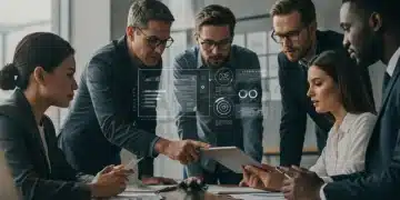 Professionals reviewing federal benefits mandates for 2026 on a tablet