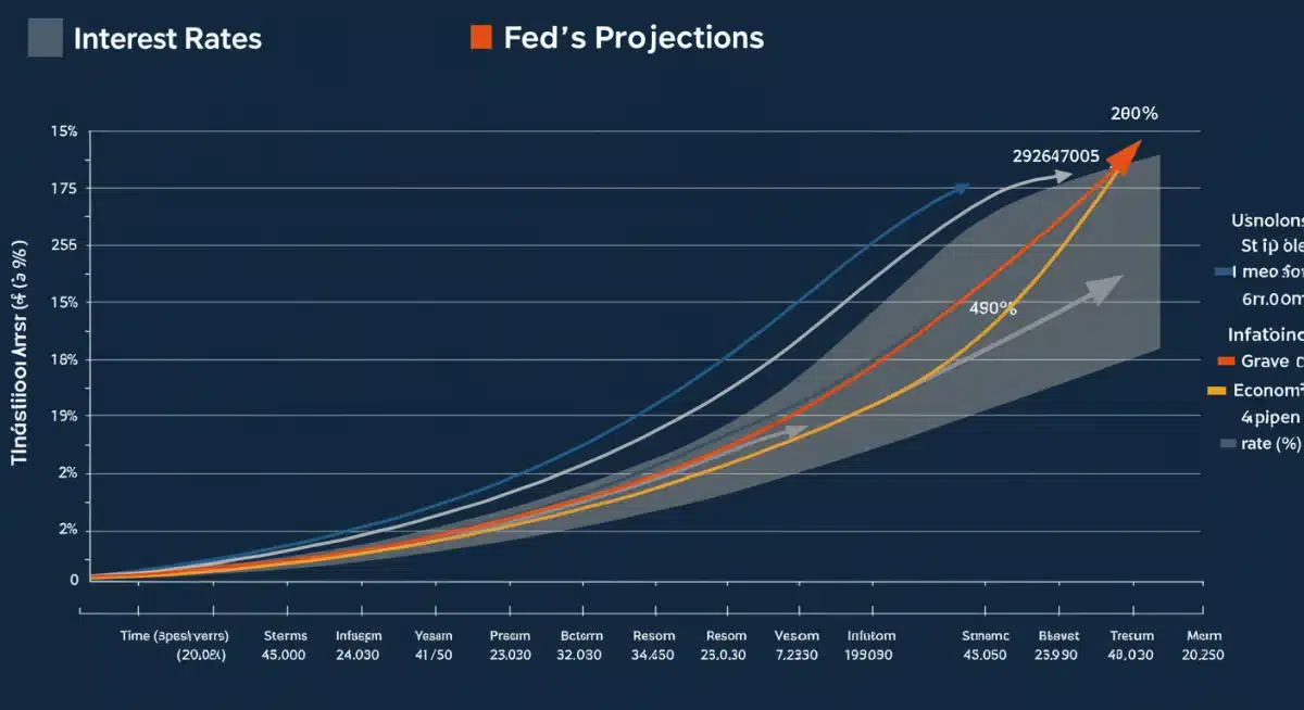 Chart depicting steady interest rates and projected economic growth.