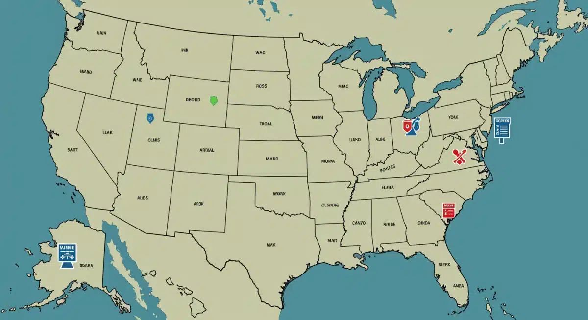 Map highlighting seven states with new voting laws for the 2026 elections.