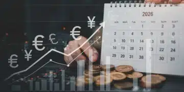 Digital ledger showing financial growth and 2026 calendar, representing future capital gains tax changes.