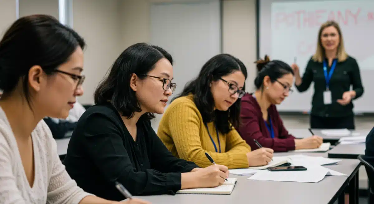 Teachers participating in a professional development workshop
