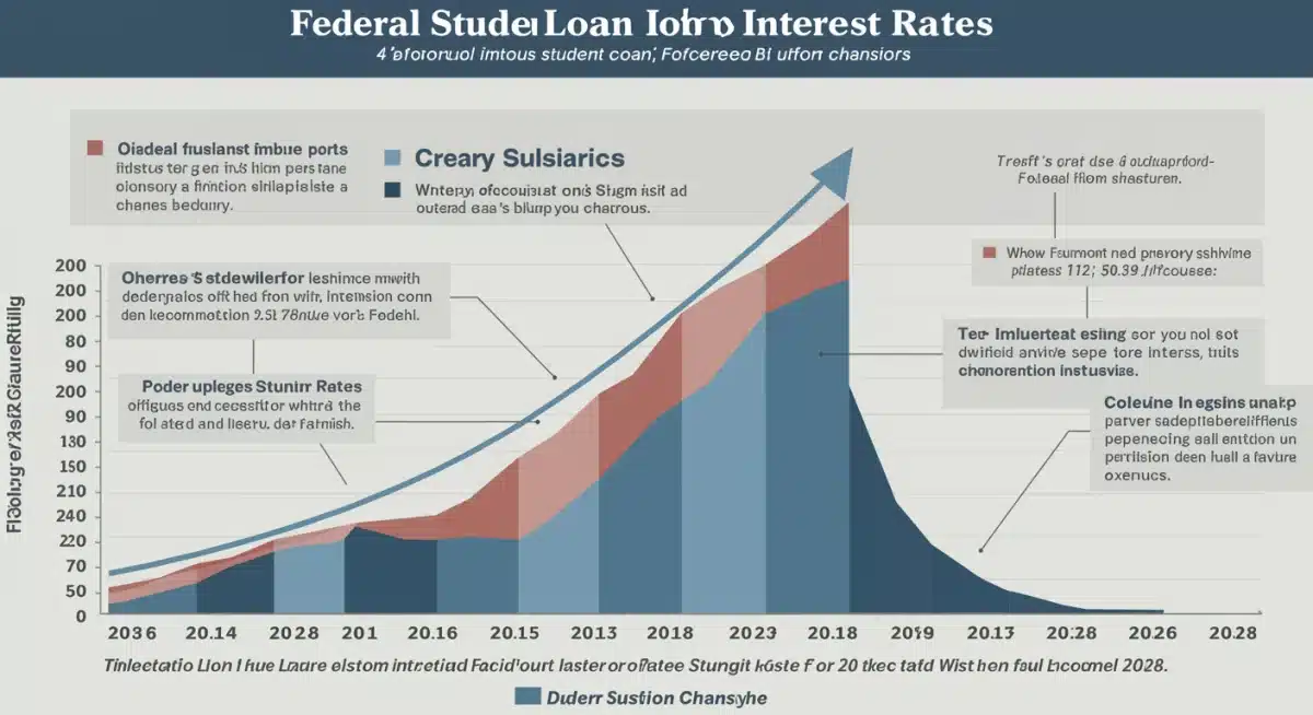 Infographic showing historical trends of federal student loan interest rates.
