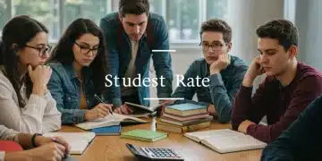 Students discussing federal student loan interest rates and their financial future.