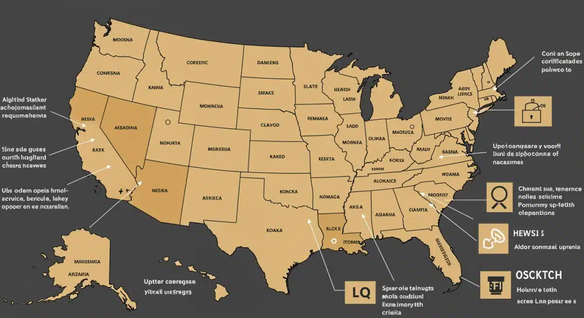 US map illustrating diverse state teacher certification requirement changes
