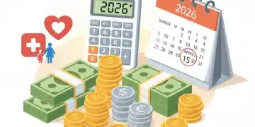 Financial planning for pre-tax benefits in 2026 with money, calculator, and calendar.