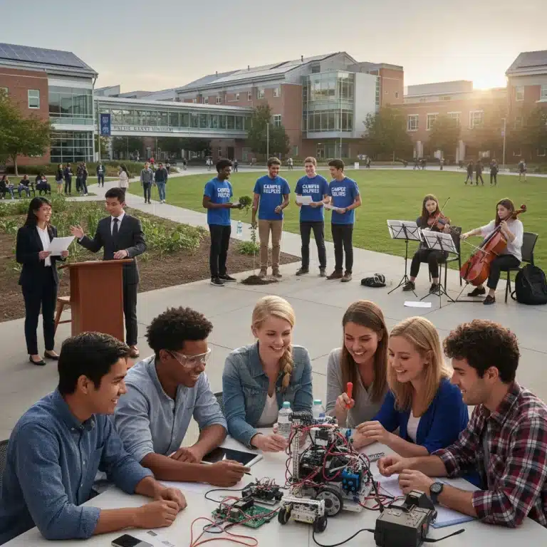 Diverse students engaged in high-impact extracurriculars for college admissions
