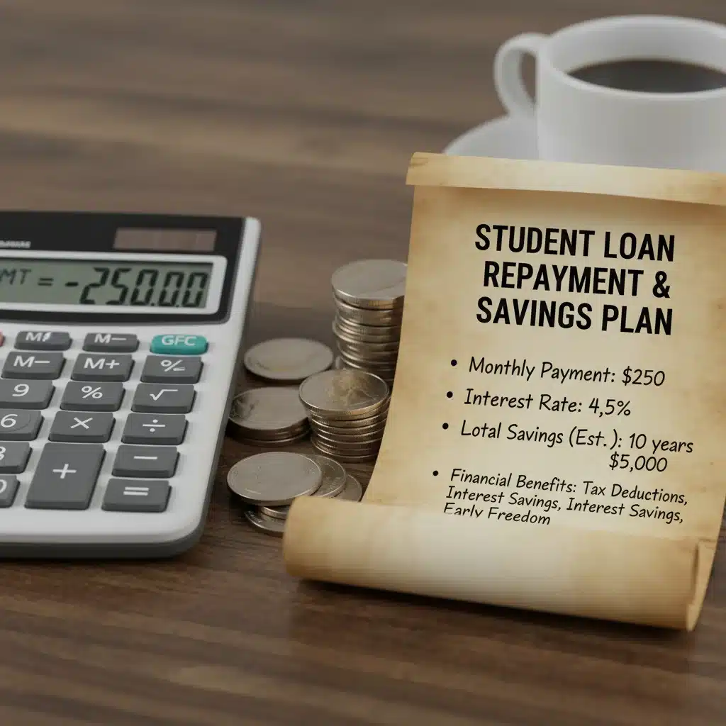 Calculator and coins for financial planning