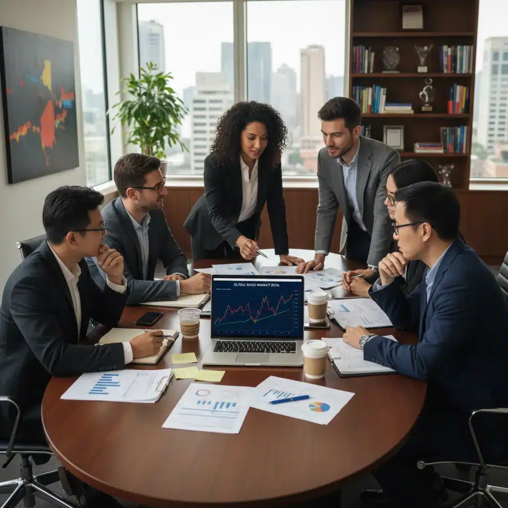 Investors collaboratively analyzing bond market data and discussing high-yield investment strategies.