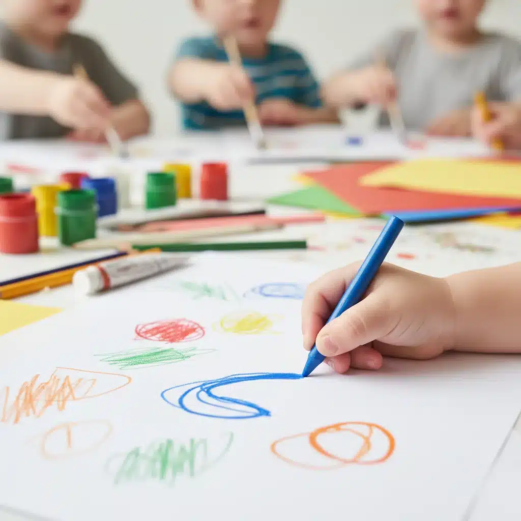 Child drawing with crayons, illustrating curriculum development in early learning.