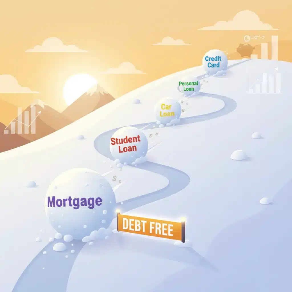 Illustration of debt snowball method for accelerated repayment