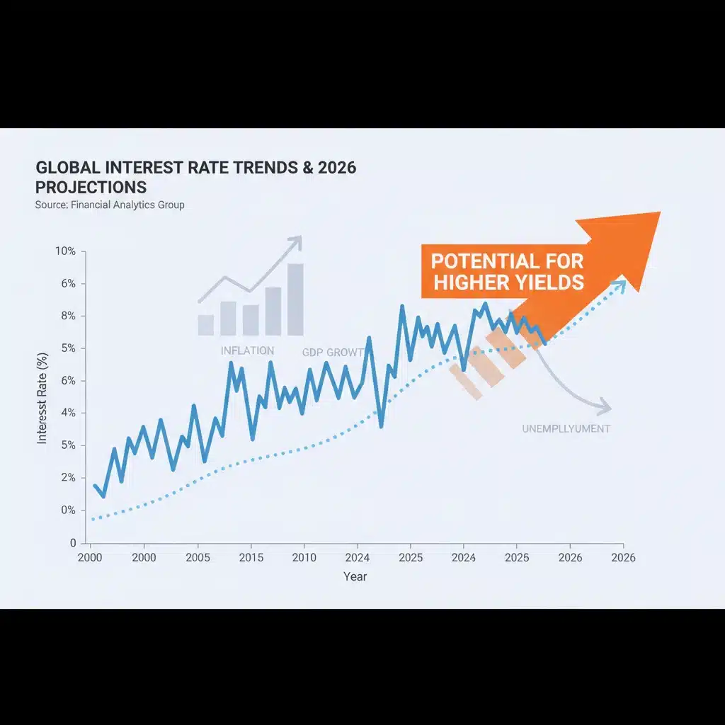Historical and projected interest rates influencing 2026 bond yields.