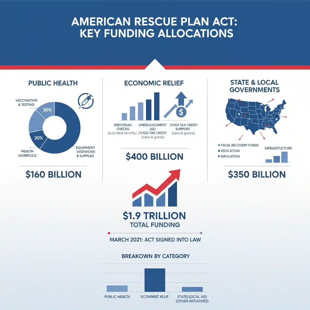 Infographic detailing American Rescue Plan Act funding allocations