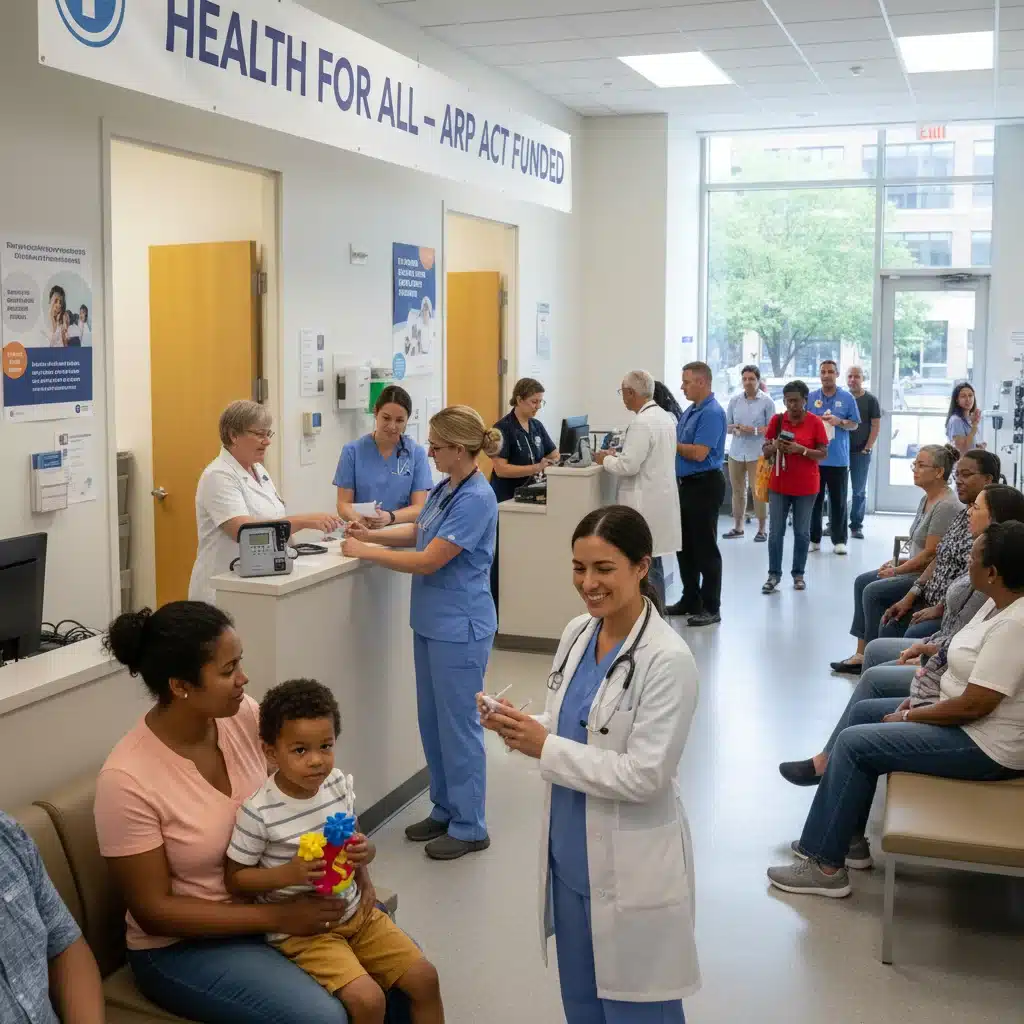Healthcare workers providing services in a community clinic
