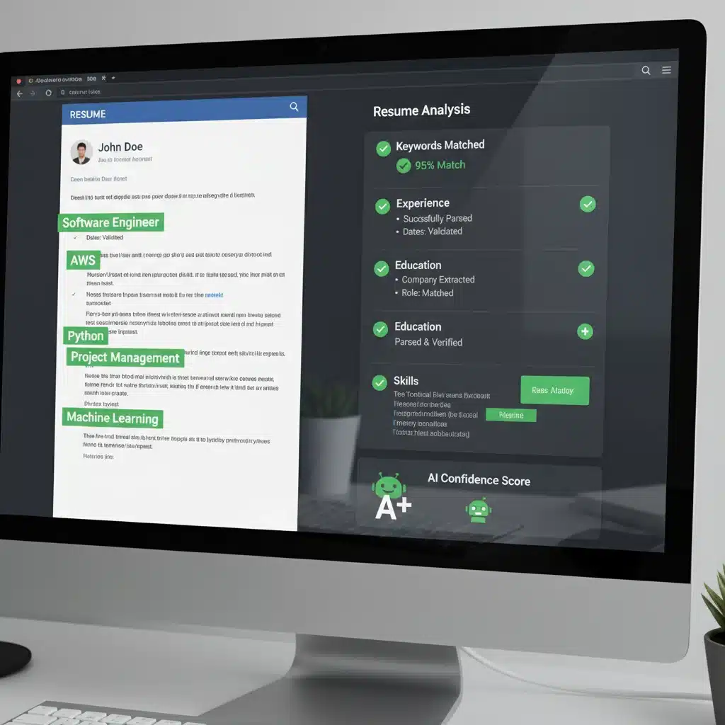 Applicant Tracking System analyzing a resume for keywords