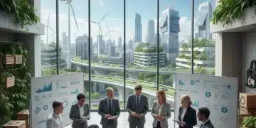 Business leaders analyzing climate policy data for 2026 legislation