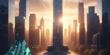 Sunrise over a modern city, symbolizing ongoing economic recovery and government support programs from the CARES Act.