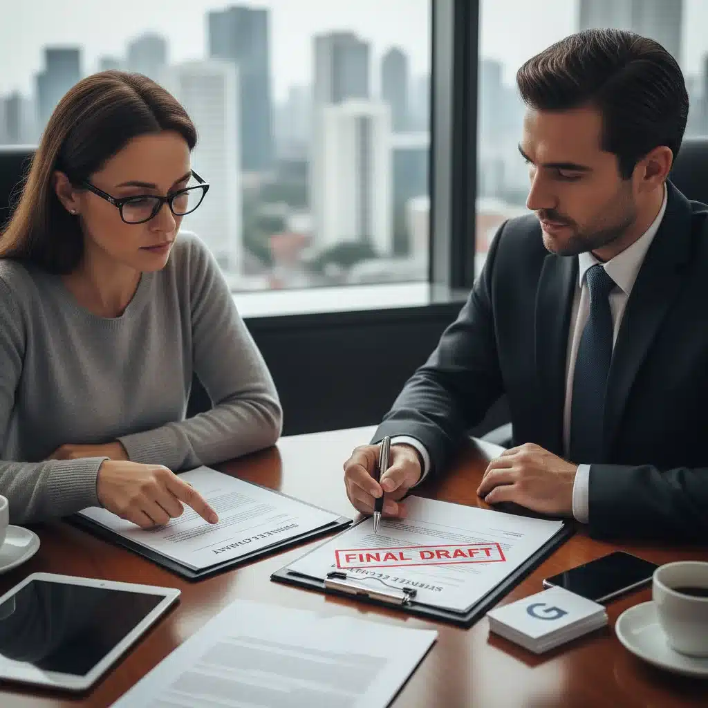 Consumer and representative discussing contract terms