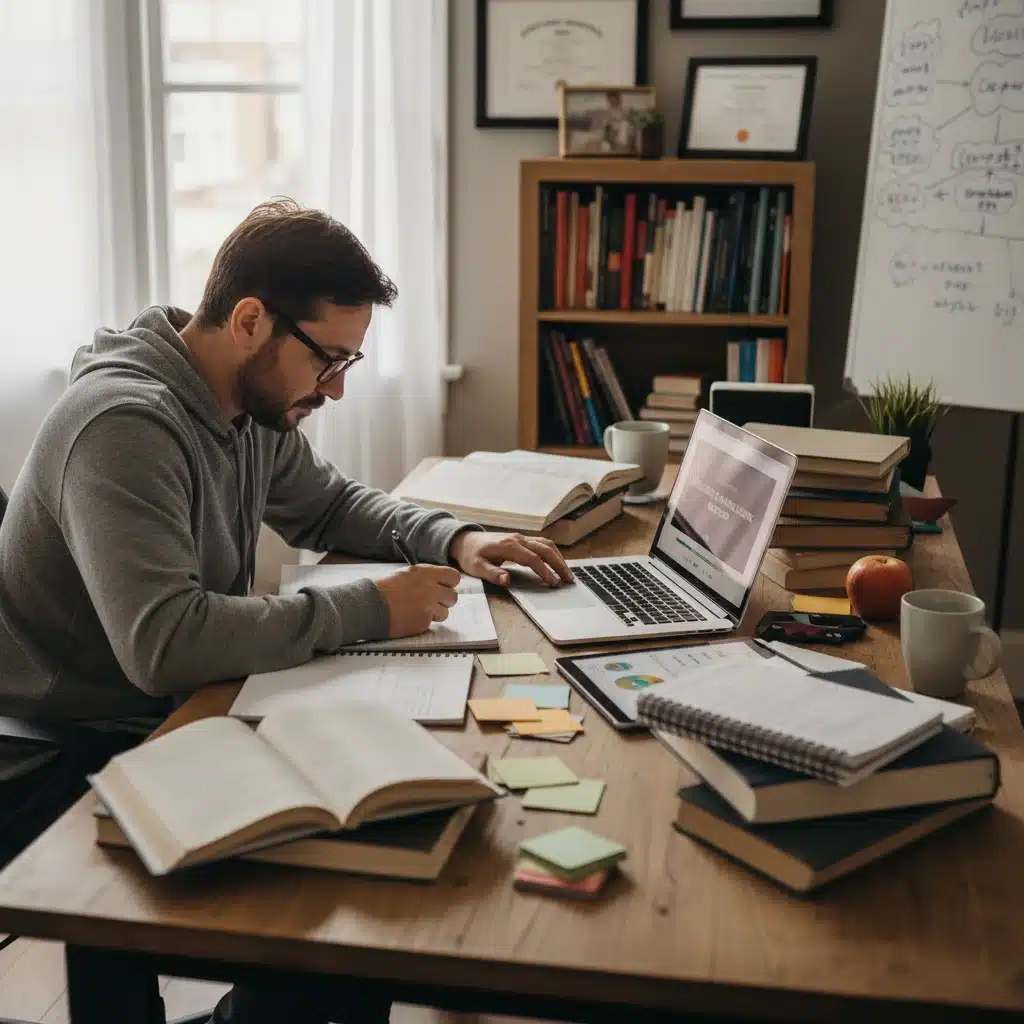 Individual engaged in continuous learning and upskilling for career growth