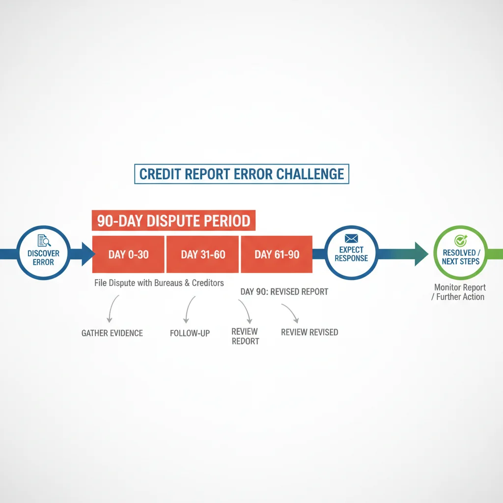 Timeline illustrating the 90-day window for challenging credit report errors