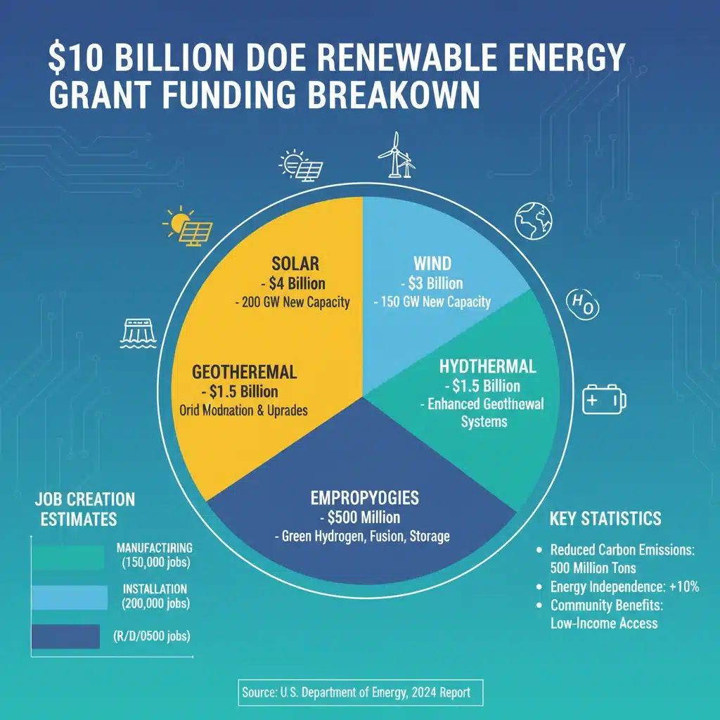 Breakdown of DOE renewable energy grant funding by sector