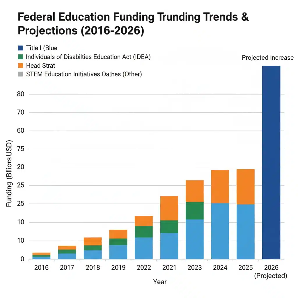 Federal education funding trends and projections graph