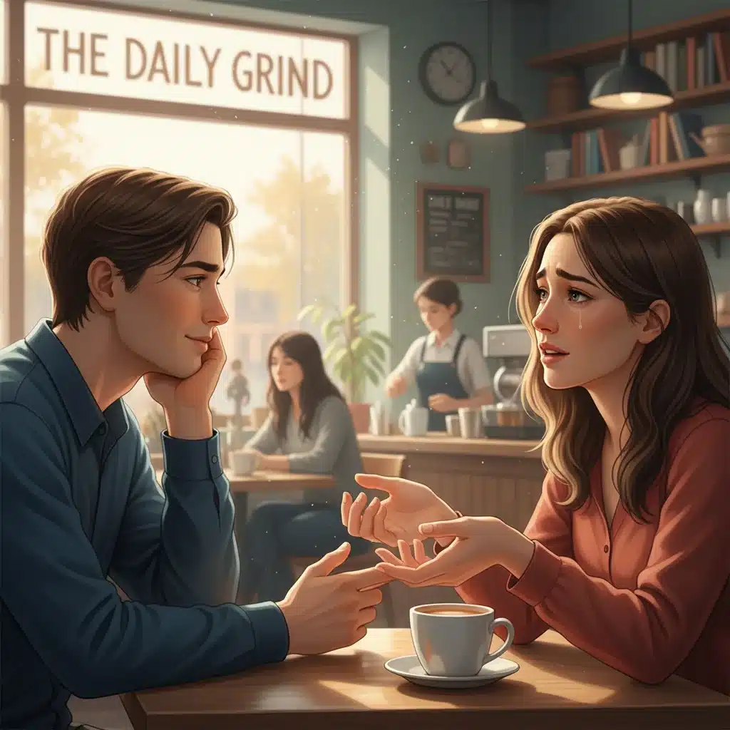 Individuals having empathetic conversation, illustrating emotional intelligence and active listening.