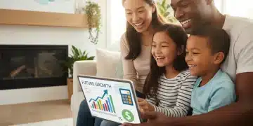 Happy family reviewing finances, planning for 2026 child tax credit