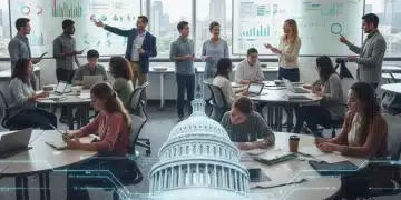 Students and teachers in a modern classroom, federal education policy influence