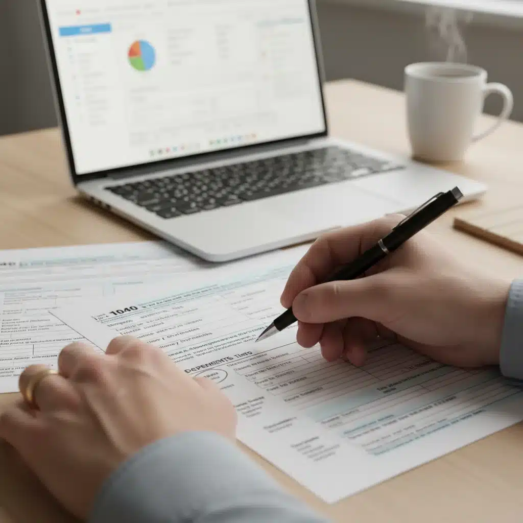 Hands filling out tax form, illustrating the application process for EITC