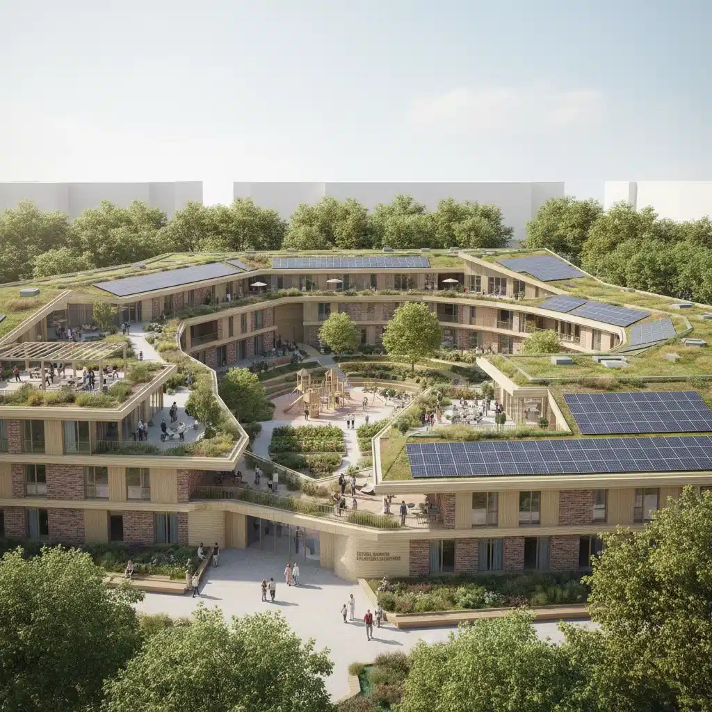 Sustainable affordable housing development showcasing future trends