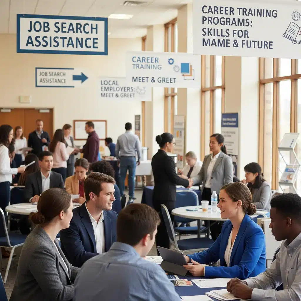 Job seekers receiving career counseling and support at a workshop