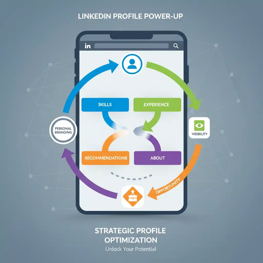 Infographic showing strategic LinkedIn profile optimization
