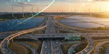 Modern highway and renewable energy projects symbolizing US infrastructure investment