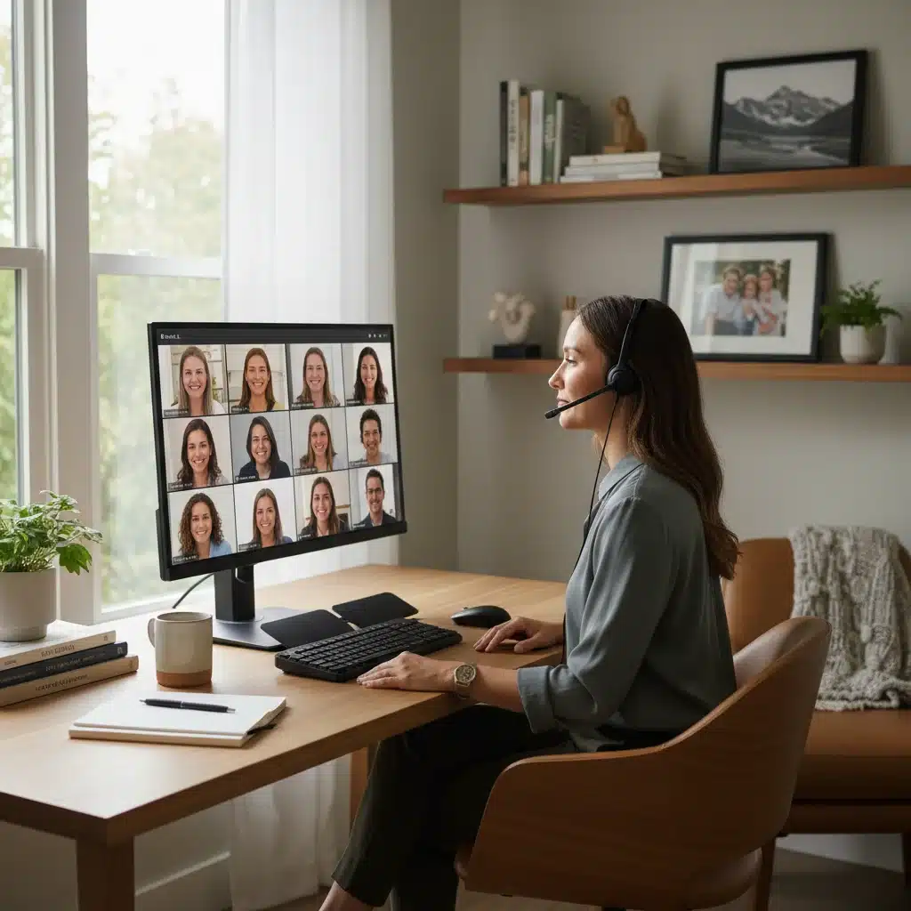 Professional on video call in modern home office