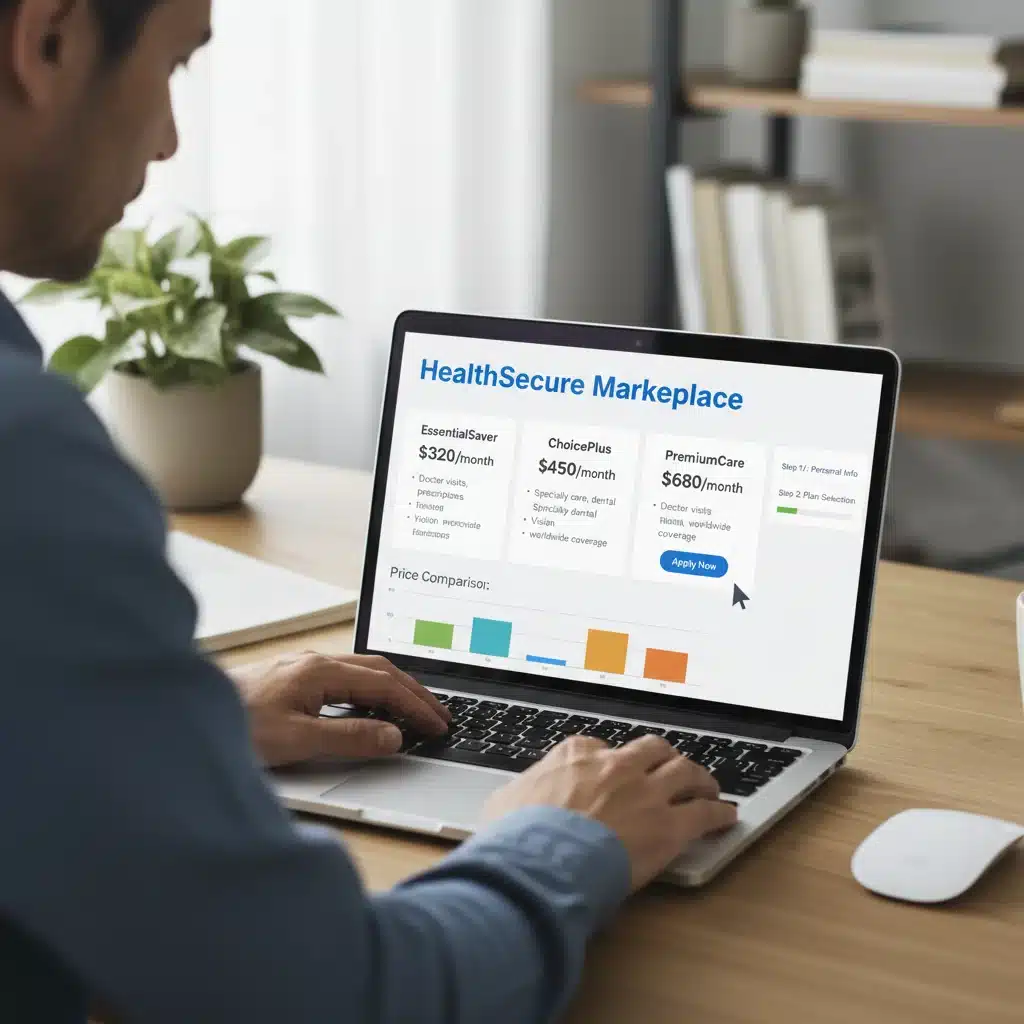 Individual applying for health insurance on an online marketplace.
