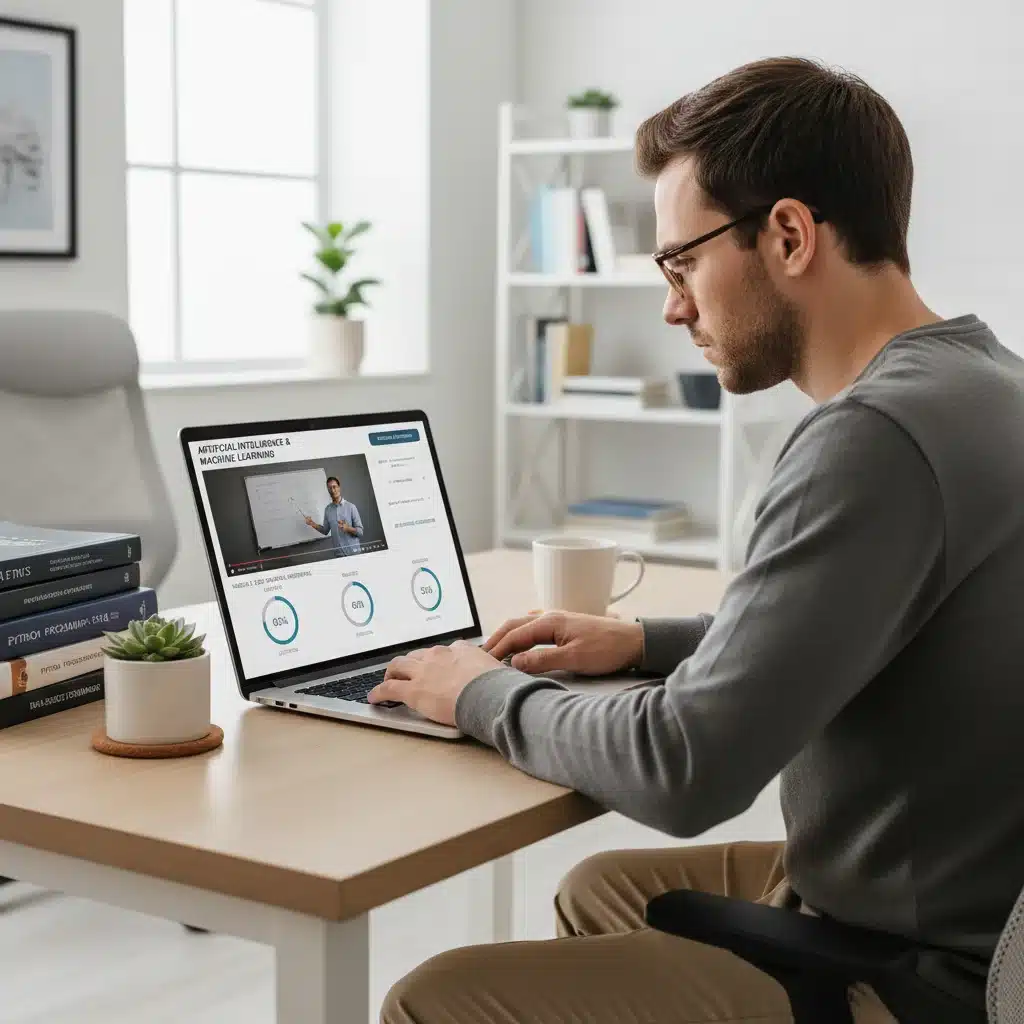 Individual engaged in continuous online learning and upskilling