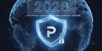 Digital shield protecting interconnected data points, representing online privacy in 2026.