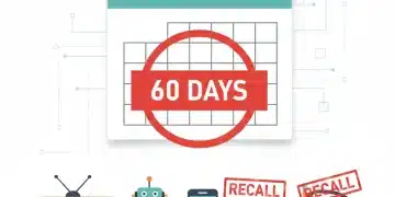 Calendar highlighting 60 days for product recalls in 2026 with various recalled product icons.