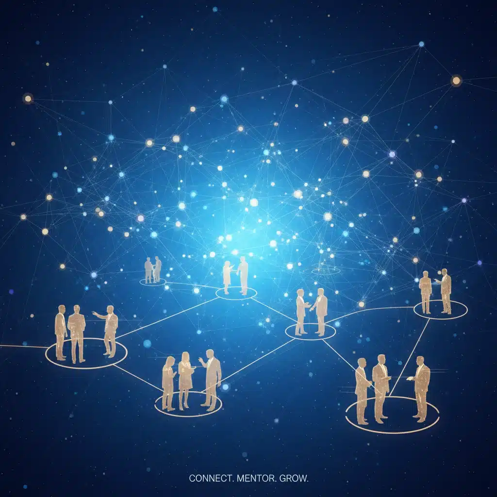 Digital network illustrating professional connections and the power of a strong mentorship ecosystem.