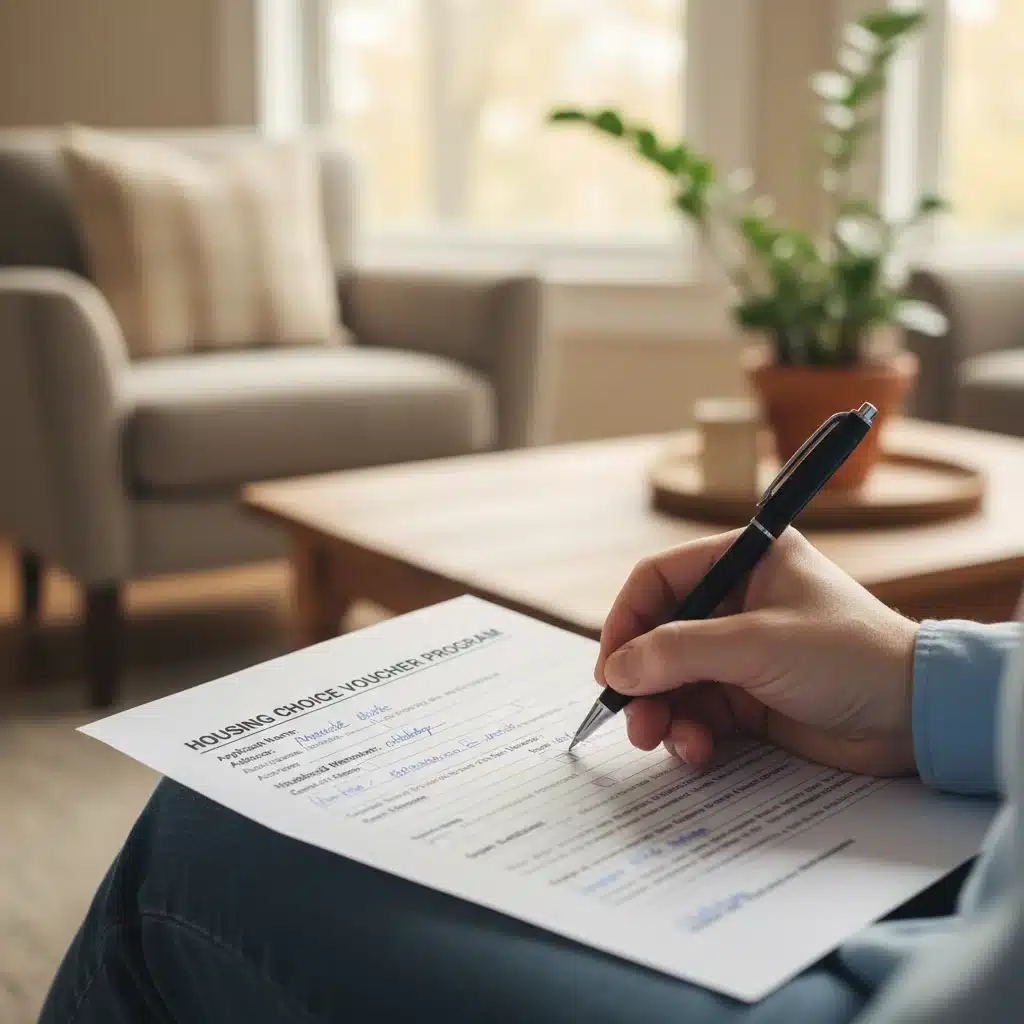 Person filling out Section 8 housing application form