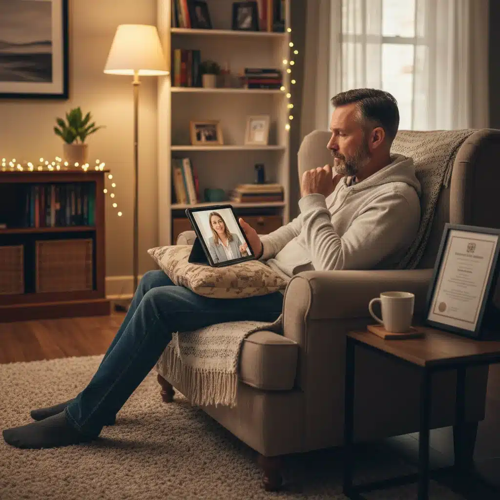 Veteran utilizing tele-mental health services for accessible mental health support