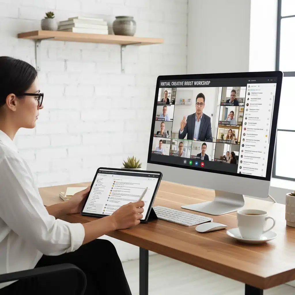 Individual actively participating in a virtual workshop